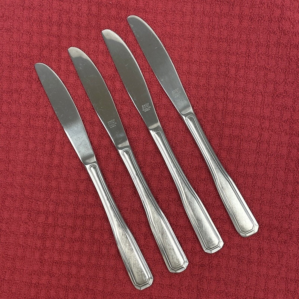 VTG 4 Ekco Eterna FORUM 8-1/2" Stainless Dinner Knives Dinnerware Flatware Korea